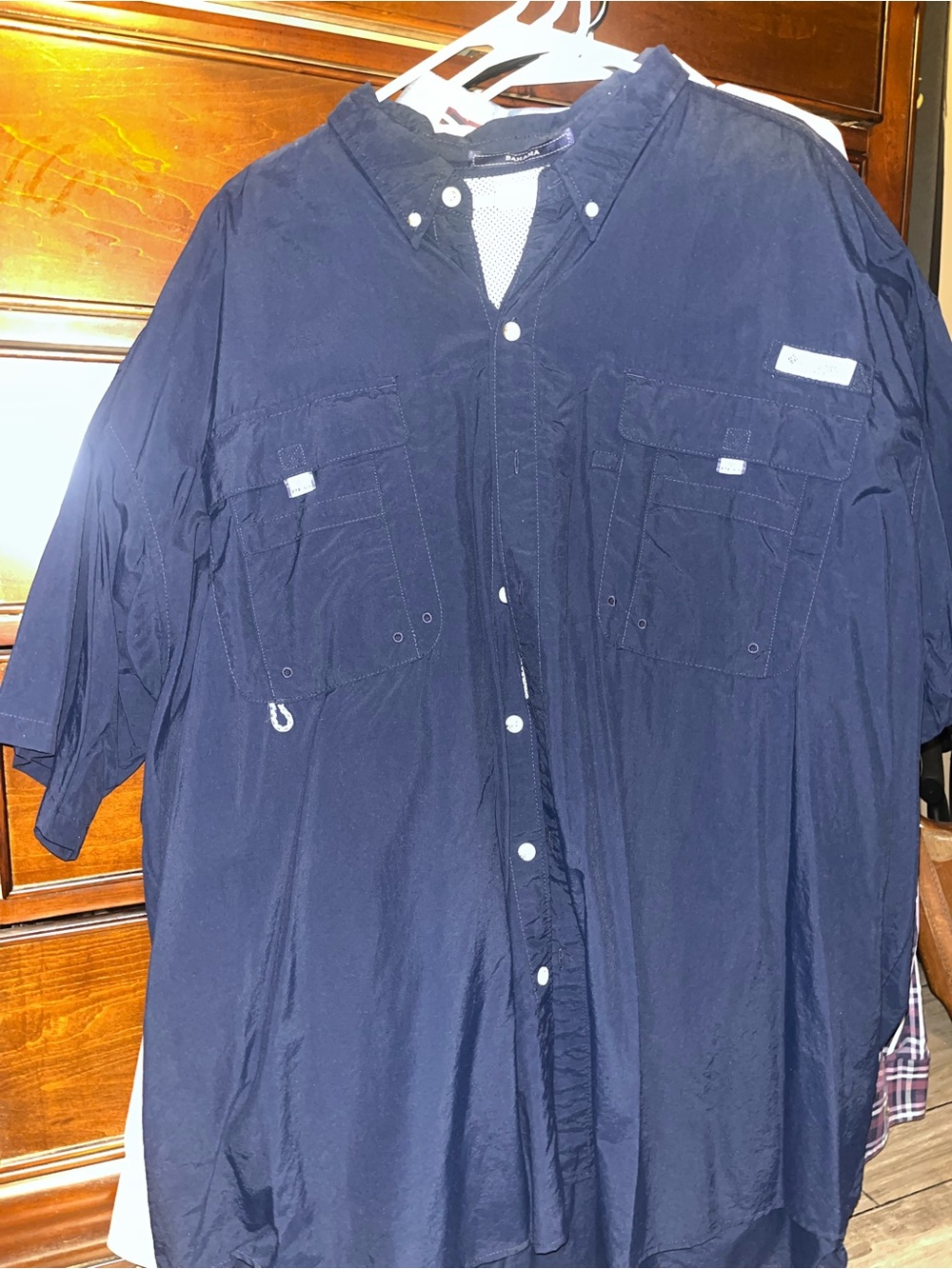 Columbia Navy Short-Sleeve Button-Front Outdoor Shirt